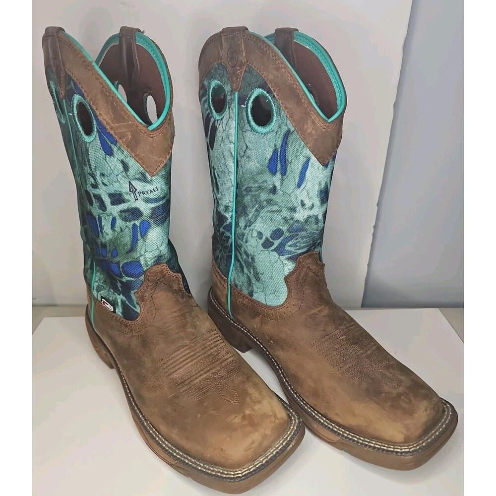 NEW Justin SE4355 Women's 9B Waterproof EH Square Toe Western Boots Turquoise